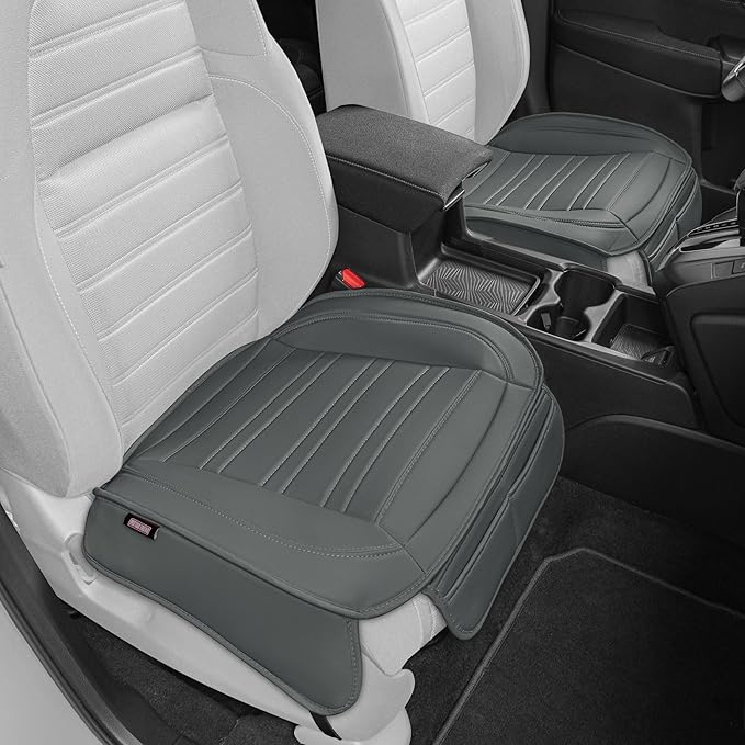 Motor Trend Car Seat Covers for Front & Rear Full Set - Nappa Leather Seat Protectors for Cars, Trucks & SUVs - Gray Automotive Seat Covers with Storage Pockets - Durable Bottom Cushion Protection