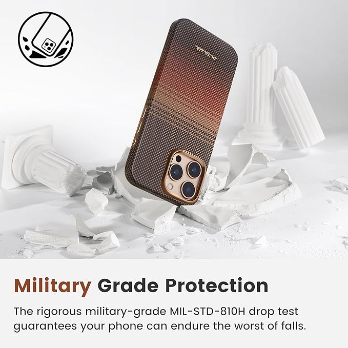 pitaka for iPhone 16 Pro Max Case Compatible with MagSafe, Shockproof Case iPhone 16 Pro Max, 1500D Aramid Fiber and TPU Combined [Military Grade Protective Case-Sunset] | Shockproof Case, 1500D Aramid Fiber, TPU Combined