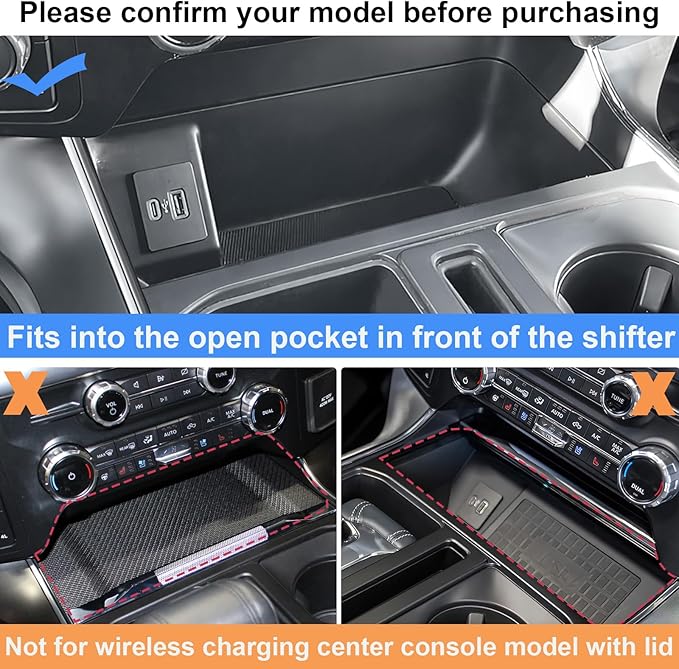 PIMCAR Center Console Organizer for 2021-2025 2026 Ford F150 & 2022-2025 F150 Lightning XLT Pro, Hidden Storage Tray with USB Hole Accessories (Fits into The Open Pocket in Front of The Shifter)