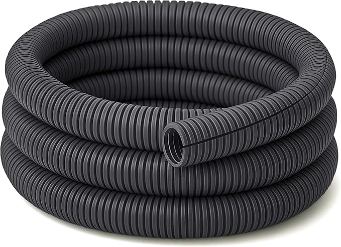 Electriduct Split Wire Loom Tubing Polyethylene Corrugated Flexible Conduit - 1" Nominal Size - 10 Feet - Gray
