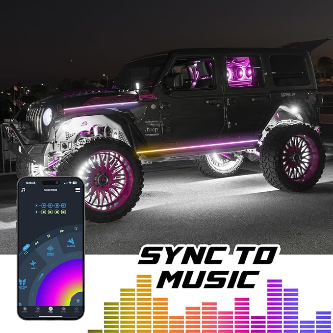 XKmax Atomix Body Panel LED Light Strip for Jeep | RGB Color Chasing & App | XKGLOW (Hood + Running Board Kit)