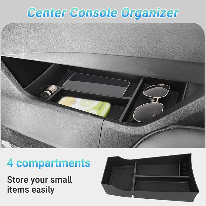 3PCS Center Console Organizer Compatible with 2021-2026 Nissan Rogue S/SV/Rock Creek, 2021-2022 Nissan Rogue SL, Lower Center Interior Storage Box, Dashboard Tray Only Fit 8-inch Screen