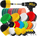 Holikme 30Pack Drill Brush Attachments Set,Scrub Pads & Sponge, Power Scrubber Brush with Extend Long Attachment All Purpose Clean for Grout, Tiles, Sinks, Car Polishing Pads,Bristle Discs
