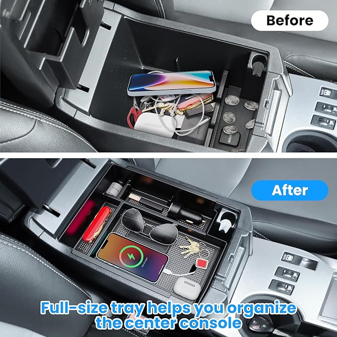 DIAMOOKY 3PCS Center Console Organizer Compatible with Toyota 4Runner 2024 2023 2022 2021 2020 2019-2010 Glove Box Organizer Gear Shift Tray Armrest Storage Box 5th Gen 4 Runner Accessories