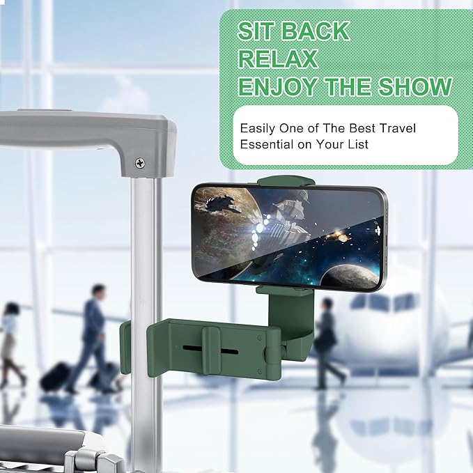 Perilogics Airplane Phone Holder Mount Universal in Flight Hands Free Viewing with Multi-Directional Dual 360 Degree Rotation (Evergreen)