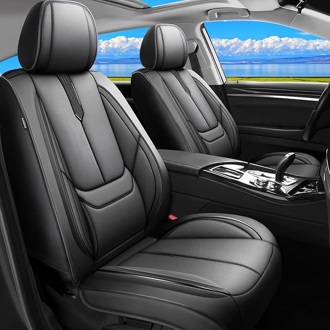 Fit Accent Car Seat Covers for Hyundai Accent 2006-2025 2026 -Upgraded Premium Waterproof & Breathable Leather,Airbag Compatible,All-Weather Seat Cushion Protector,Full Set,Black