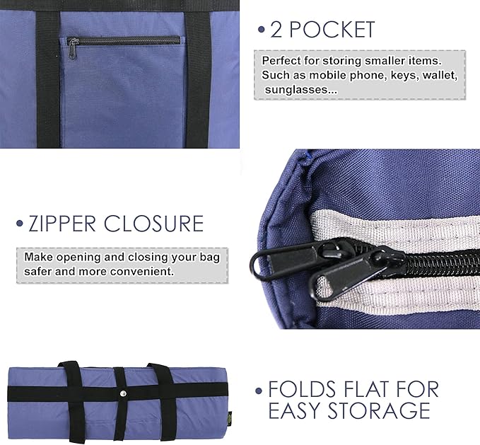 BeeGreen Cooler Bag Soft Insulated Tote for Beach Travel Grocery Shopping Lunch Portable Large Ice Coolers with Handle Hard Freezer Bags with Zippered Top Foldable Leakproof Delivery Totes Navy