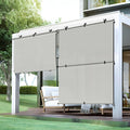 Bynbbur 6'W x 12'H Outdoor Patio Shades Foldable Roller Blinds, 220 GSM Sun Shade Roll Up Porch Screens Exterior Shade Cloth for Deck Pergola Backyard, Light Gray