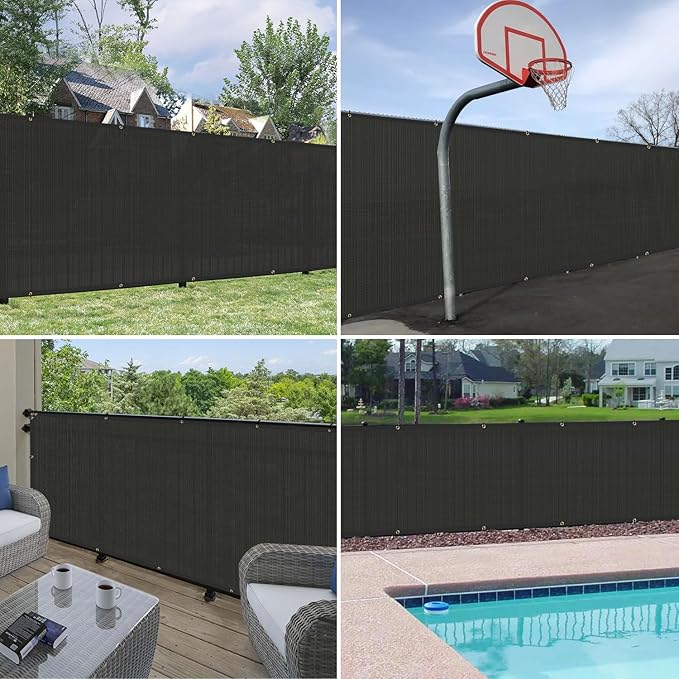 Windscreen4less Privacy Fence Screen Heavy Duty Windscreen Fencing Mesh Fabric Shade Net Cover with Brass Grommtes for Outdoor Wall Garden Yard Pool Deck, 8'x258' Black