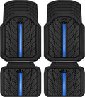 CAR PASS Metal Medium Rubber Floor Mats for Car Heavy Duty Car Mats All Weather, Universal Trim to Fit for Truck SUV Vehicle Automotive Floor Mats, Waterproof Car Mats 4 Piece Black Bule