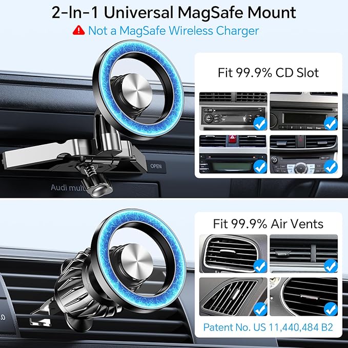 Kaistyle for Magsafe CD Phone Holder for Car【20 Strong Magnets】Magnetic CD Player Phone Mount for Car Phone Holder CD Slot Mount,CD Slot for iPhone 16 15 14 13 12 Pro Max Plus MagSafe Case All Phones