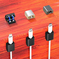 AGVEE 4 Pack Magnetic Cord Organizer Clips, 10mm Ultra-Thin Aluminum Cable Management Holder, 2 Pairs of Strong Magnets Keeper for Home Desk Office Gadgets Accessories, Residue-Free Tape, Black