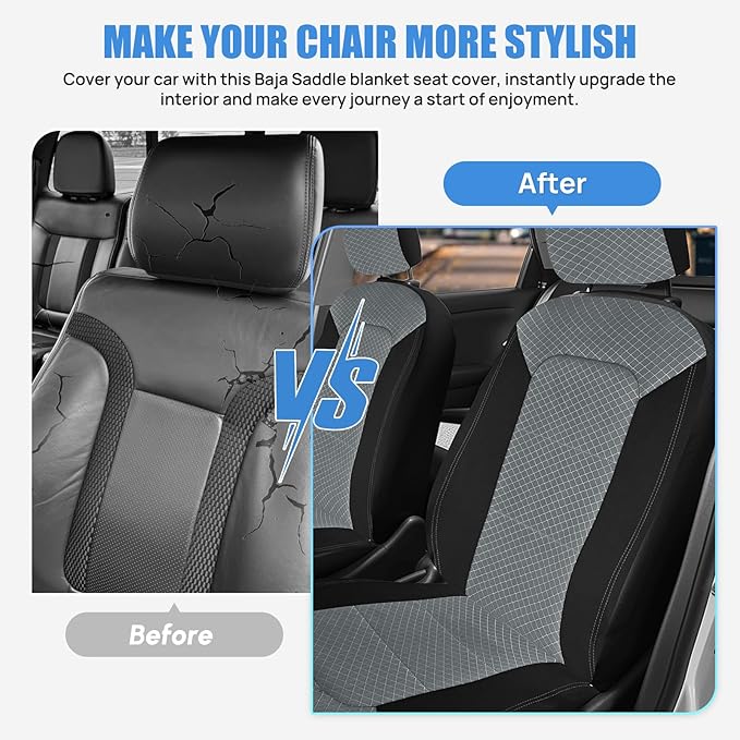 Nilight Car Seat Cover 2PCS Black Grey Breathable Mesh Interior Covers with Removable Headrest Airbag Compatible Universal for Cars Truck and SUV Front Seats