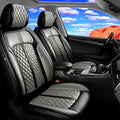 Fit Ridgeline Car Seat Covers for Select Honda Ridgeline 2007-2026 - Premium Full Coverage Leather, Airbag Compatible, Waterproof & All Weather Seat Cushion Protector, Front Pair Black+Gray