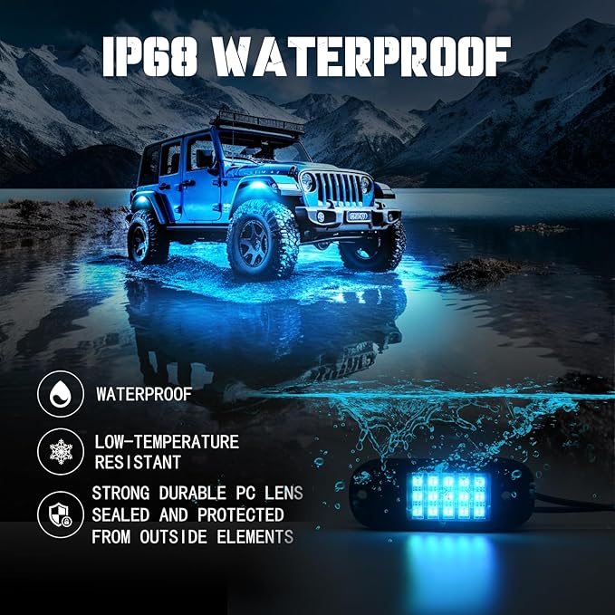 SHINIGHT Led Rock Lights for Trucks,6 Pods Lights for Jeep Brightness Truck underglow kit Exterior with App Control Flashing Music Mode RGB Lighting for UTV SUV ATV RZR Truck Accessories