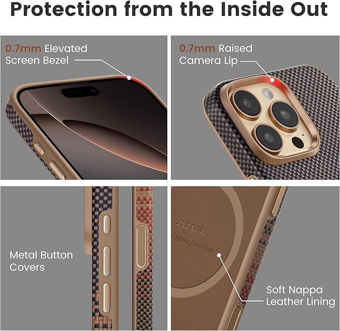 pitaka for iPhone 16 Pro Max Case Compatible with MagSafe, Shockproof Case iPhone 16 Pro Max, 1500D Aramid Fiber and TPU Combined [Military Grade Protective Case-Sunset] | Shockproof Case, 1500D Aramid Fiber, TPU Combined