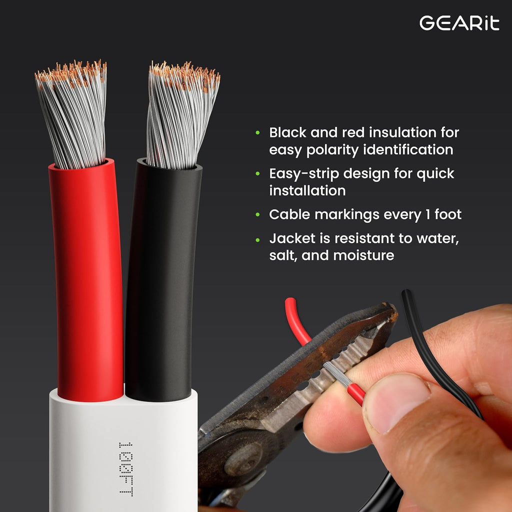 GEARit 6 Gauge Marine Wire, 6/2 AWG (100ft) Marine Grade Tinned Copper Oxygen Free, Duplex 2-Conductor Insulated Red & Black Electrical Cable for Boat, Automotive, RV, Camper, Trailer
