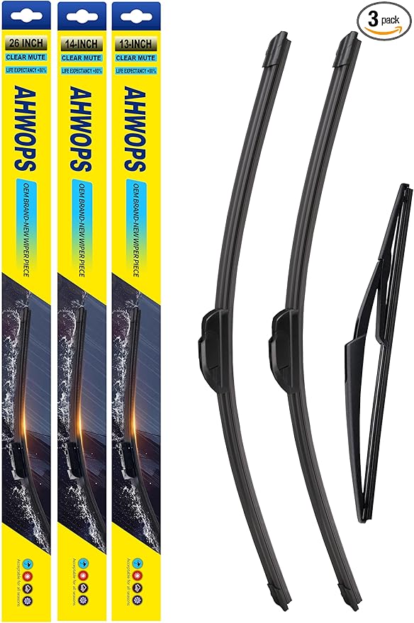3 Wiper Front and Rear Wiper Blades for 2014-2015 Nissan Rogue select, 2008-2013 Nissan Rogue, OE Original Style (26″/14″ Front/12″ Rear) For My Car