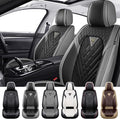 Truck Seat Covers for Ford F150 2009-2026, Waterproof Premium Leather Full Coverage Car Seat Cover, Muscle Sport Style Auto Interior Seat Cover Sets (Front Set/Gray Black)