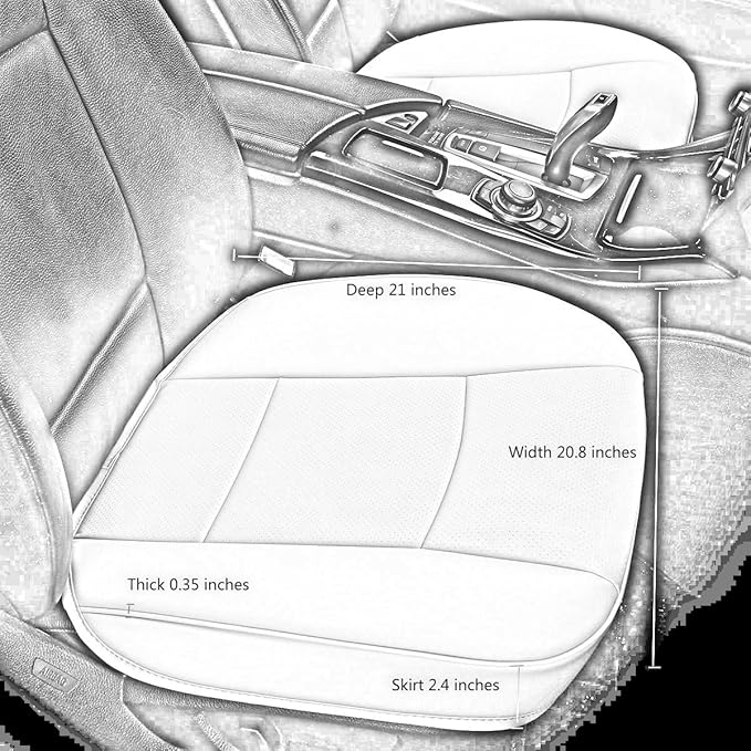Car Seat Cushions Cover, 2pcs PU Leather Car Seat Covers Car Seat Protector Cover for Car Driver and Passenger Seat Bottom (Width 20.8×deep 21×Thick 0.35 inch) (Dark Grey-B)