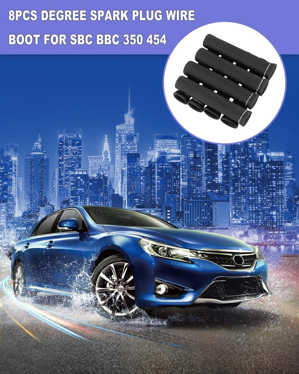Spark Plug Wire Boots Protector - 8 PCS 2500° Spark Plug Heat Sleeve, 6 Inches Spark Plug Wire Heat Shield Protection Cover Replacement for LS1 / LS2 SBC BBC 350 454 Car Truck, Black