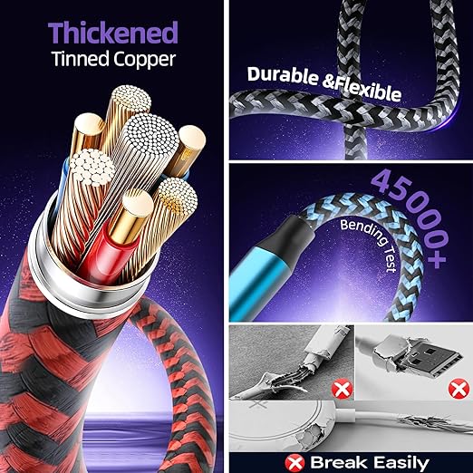 Travel Essentials 4in2 Multi Charging Cable for iPhone Watch Charger,USB A/C to 3 Type C/iWatch Charger,Charging Cables for Multiple Devices Compatible with iWatch 11-1/Ultra/SE&iPhone 17-12 5FT