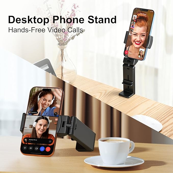 Perilogics Airplane Phone Holder Mount Universal in Flight Hands Free Viewing with Multi-Directional Dual 360 Degree Rotation (Black/Black)