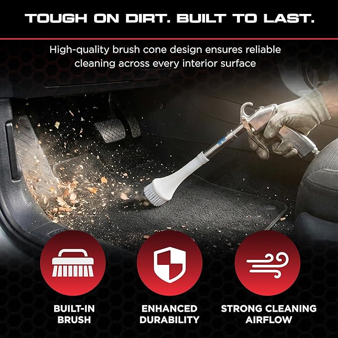 Tornador Z-014 Air Blow Out Tool Bundle | Includes CT-900 Brush Cone | High-Velocity Air Blowout with Brush Agitation | Professional Detailing for Vents, Carpet & Upholstery