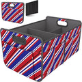 Homeve Trunk Organizer, Car Storage, Reinforced Handles, Collapsible Multi-Compartment, Foldable, Waterproof, Sturdy, 600D Oxford Polyester For Car, SUV, Mini-Van, Red Blue Twill, 2 Compart