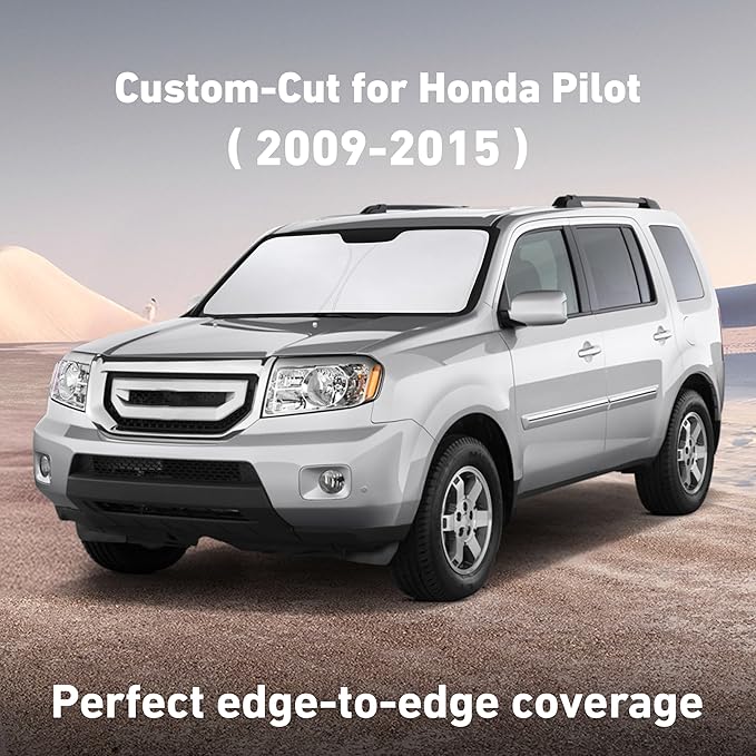 EcoNour Windshield Sunshade Compatible for Honda Pilot 2009-2013 2014 2015, Sun Visor for Front Windshield & Window Sun Shade Cover, UV Heat Blocker & Protector, Car Accessories