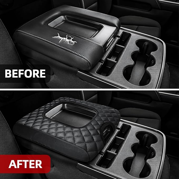 Center Console Cover Compatible with Chevy Silverado 2014 2015 2016 2017 2018 with 40/20/40 Jump Seat Console, Car Armrest Protective Cover, Car Accessories (ONLY for Split Bench Jump Seat)