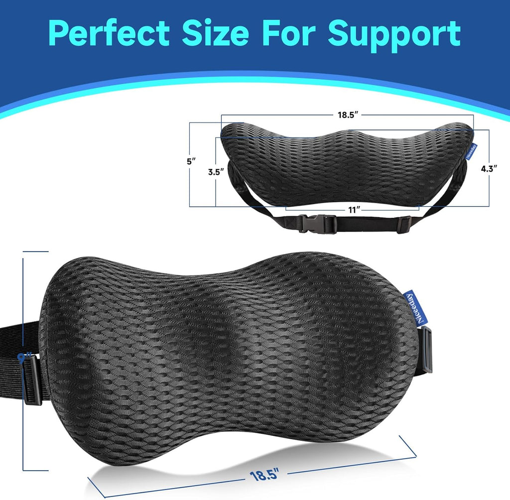 Lumbar Support Pillow for Office Chair Car Back Support Pillow, Memory Foam Gaming Chair Desk Chair Back Cushion for Lower Back Pain Relief, Ergonomic Back Rest