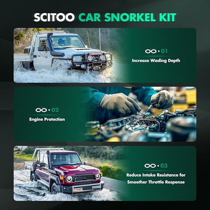 SCITOO Snorkel Head Pre Cleaner 3 Mushroom Head Snorkel Ram Sand Cup For Most Cars,Trucks,SUV,ATV,RV,Jeep,Off Road,4X4