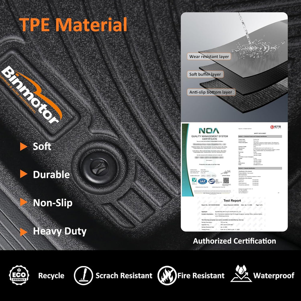 Binmotor-All Weather Car Floor Mats Cargo Liner Set for Audi A3 2022-2025, TPE Car Mats Cargo Trunk Mat Rubber Liners for Audi A3 Accessories