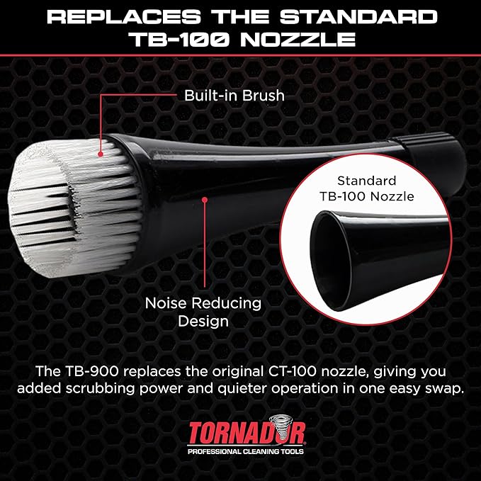 Tornador TB-900 Brush Cone for Z-020 Black and Z-030 Max | Air Driven Rotating Bristles | Noise Reducing Design | Easy Snap-On Fit | Designed for Automotive Interior Cleaning