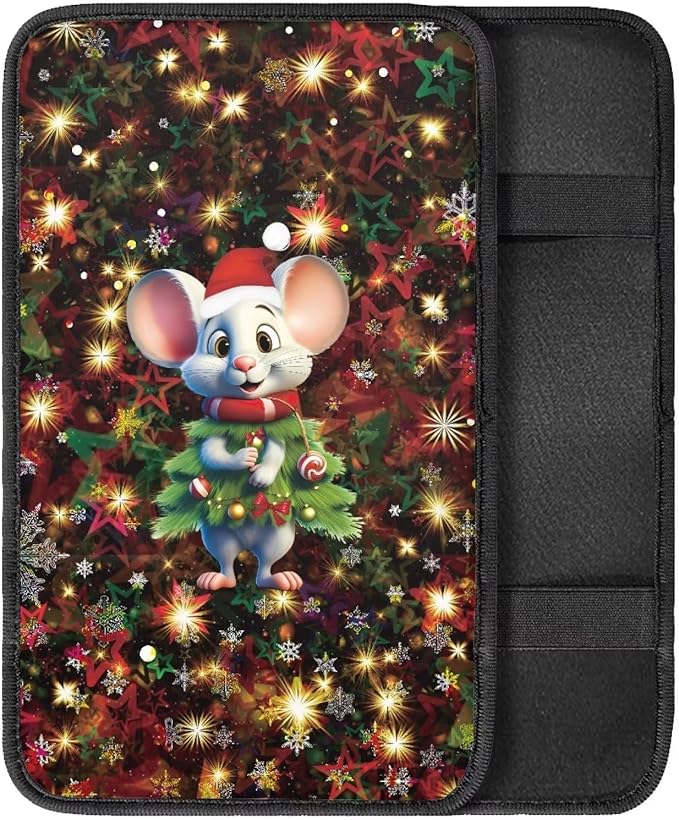Cartoon Mouse Armrest Pad Cover for Cars Arm Rest Cushion Pads Car Center Console Cushion Non Slip Car Accessories Car Xmas Decoration
