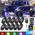 10 Pods RGB LED Rock Lights for Truck ATV UTV Golf Cart Offroad RZR Pickup SUV, Waterproof Multicolor Underglow Kit for Cars with APP Music Mode, Vehicle Underbody Light Underneath Accent 12V