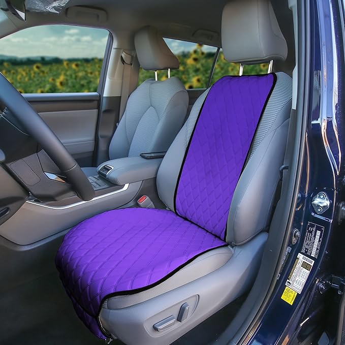 FH Group Car Seat Cushion – Neosupreme Single Front Seat Cover with Front Pockets, Airbag Compatible, Universal Fit Car Seat Cushion for Driver or Passenger Seat, SUV, Truck, Sedan & Van – Purple