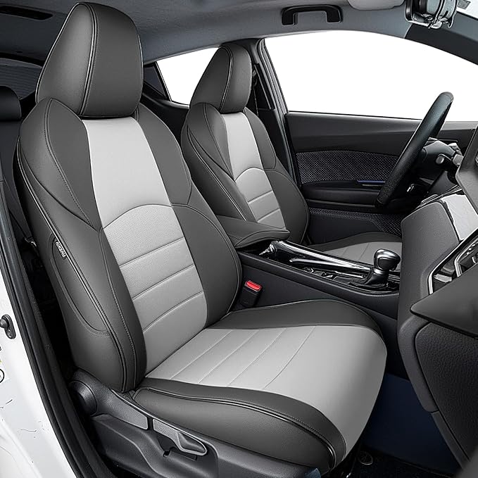 HKZ Fit RAV4 Car Seat Covers Set for Toyota RAV4 2021-2024 Prime SE,XSE & 2019 2020 2021 2022 2023 2024 2025 Hybrid/PHEV SE,XSE - 5 Seats Full Set Leather(Black/Gray)