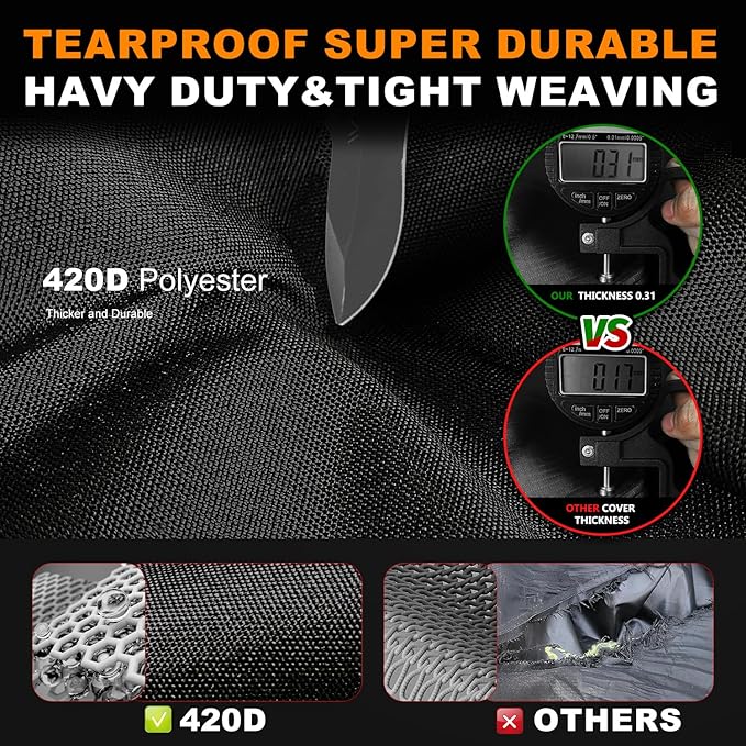 UTV Cover 2 Seater Waterproof Outdoor,Side by Side ATV Covers,Durable Anti-UV All Weather Protection, Compatible with Polaris Ranger General Can-am Defender Pioneer SXS Kawasaki Storage,126"x70"x75"