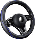 GXT Steering Wheel Cover, PU Leather, Universal 15 Inches, Non-Slip, Odourless Car Interior (Black Blue)