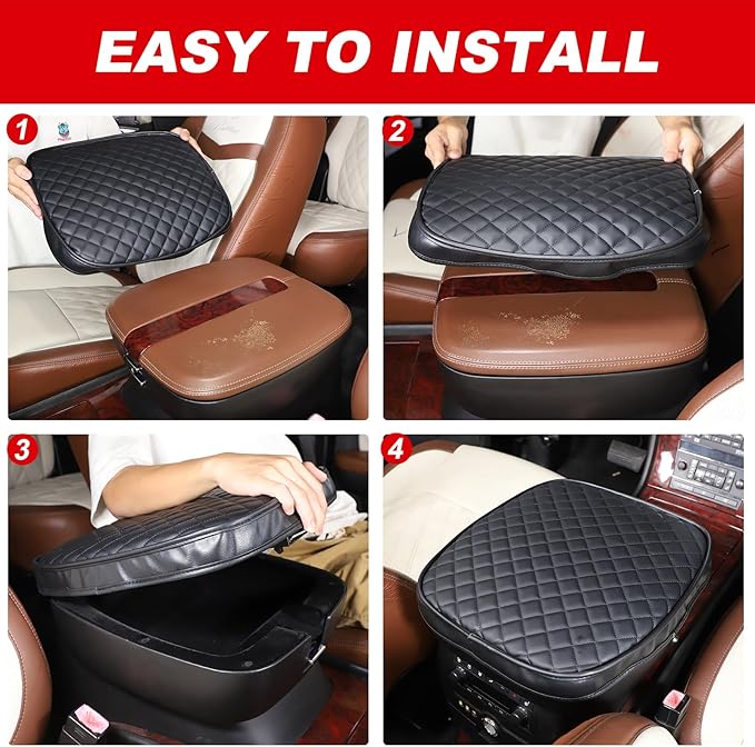 Center Console Armrest Seat Box Cover Compatible with Cadillac Escalade 2007-2014, Cushion Lid Protector Pad Anti-Scratch Interior Accessories (2007-2014 Black)