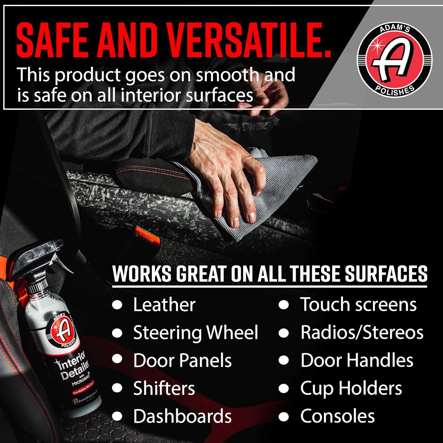 Adam's Polishes Interior Detailer 16 fl. oz (Sweet Almond) - Total Car Interior Cleaner, Protectant & Dressing | All Purpose Cleaner & Leather Conditioner | Vinyl, Dashboard, Screen, Seat Cleaner
