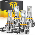 FAHREN Upgraded 9005 9006 bulbs Combo, 100,000 LM 10X Super Brightness HB3 HB4 Bulb,6500K Cool Wither 1:1 Mini Size Replacement, Plug and Play fog bulbs, Pack of 4