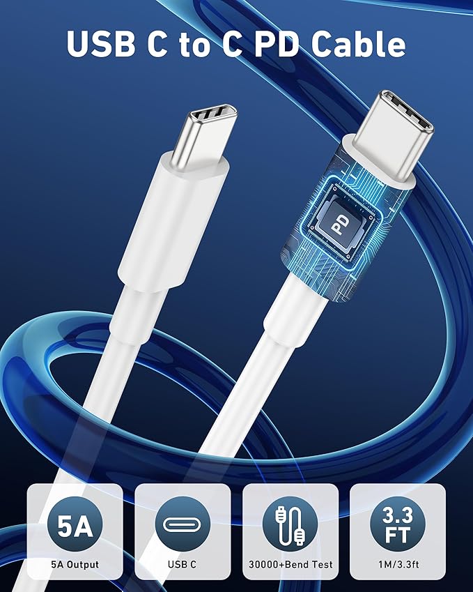 67W 3-Port Super Fast Type C Car Charger USB C for iPhone 17/Air/16/16e/15 Pro Max, Samsung Galaxy S25 S24 S23, Pixel, Android, Car Adapter Accessories for Men Women + 3FT USB-C Cable Silver