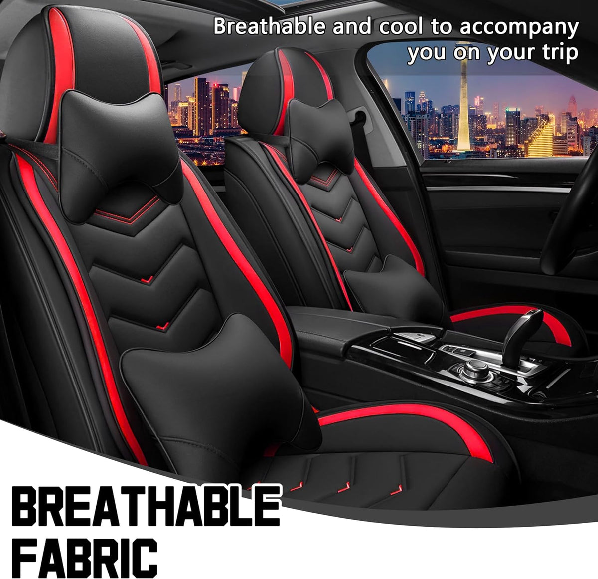 Car Seat Covers for Chrysler Pacifica 2004-2025, Stylish Sport Seat Cover, Premium Nappa Leather Car Seat Cover. Automobile Seat Covers Sets.(Luxury 2 Seats/Black Red)