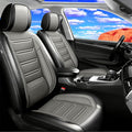 Car Seat Covers for Select Honda Fit 2007-2020, Premium Full Coverage Leather, Airbag Compatible& Scratch-Resistant, Waterproof & All Weather Breathable Seat Protector, Front Pair Black+Gray