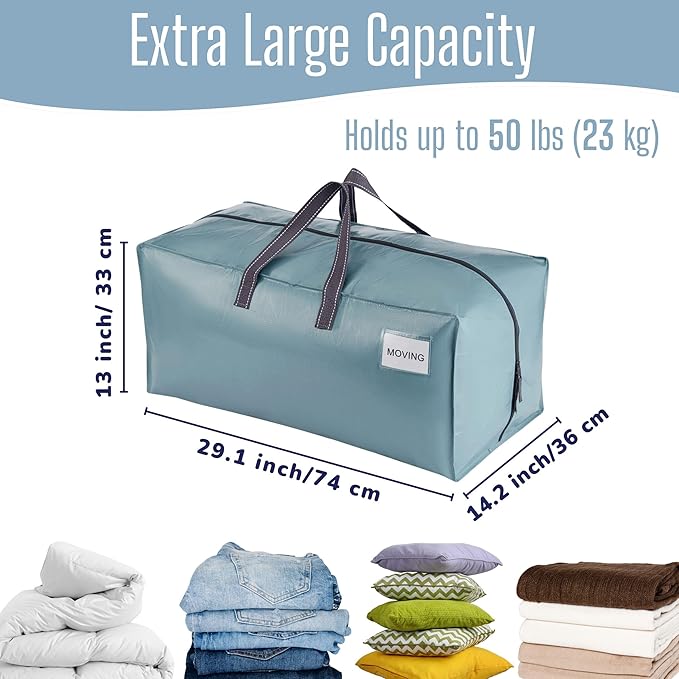 VENO 10 Pack Heavy Duty Moving Bags with Backpack Straps, Zippers & Handles, Extra Large Packing Bags for College Dorm Essentials, Moving Supplies Alternative to Cardboard Moving Boxes