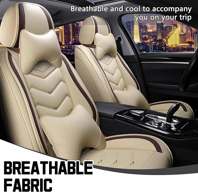 CTDS Car Seat Covers for Mazda CX-5 CX-3 CX-7 CX-9 CX-50 CX-30 CX-70 CX-90 2007-2026, Stylish Sport Seat Cover, Premium Nappa Leather Car Seat Cover.(Luxury 2 Seats/Beige)