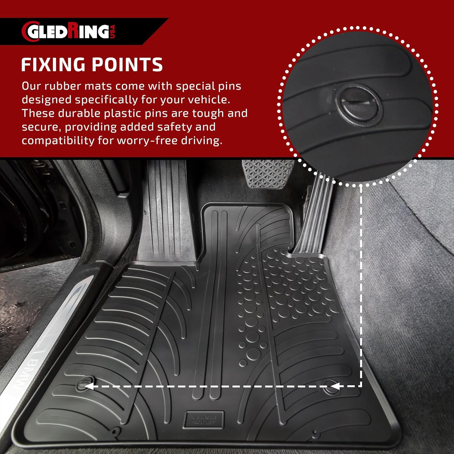 GledringUSA Custom Fit Rubber Mats Combo Pack Intended for Land Rover Range Rover Evoque (L538) 2012-2018, No Trimming Required, All-Weather, Protects from Rain, Mud, & Snow
